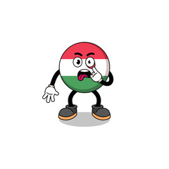 Character Illustration of hungary flag with tongue sticking out