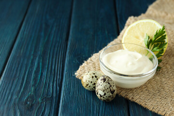 Concept of sauce, mayonnaise, space for text