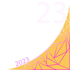 Figure on a white background with an oval bend on a white background and the inscription 2023