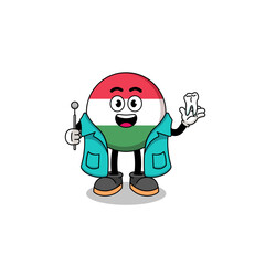 Illustration of hungary flag mascot as a dentist