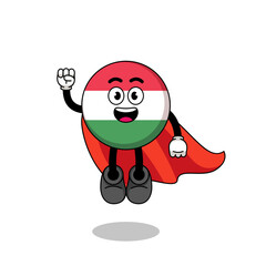 Fototapeta na wymiar hungary flag cartoon with flying superhero