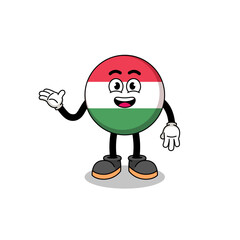 hungary flag cartoon with welcome pose