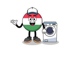 hungary flag illustration as a laundry man