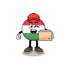 hungary flag mascot cartoon as an courier