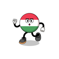 running hungary flag mascot illustration