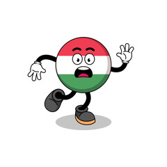 slipping hungary flag mascot illustration