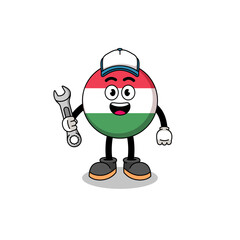 hungary flag illustration cartoon as a mechanic