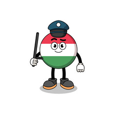 Cartoon Illustration of hungary flag police