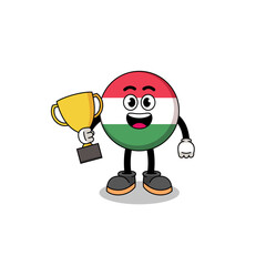Cartoon mascot of hungary flag holding a trophy