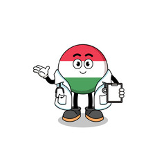 Cartoon mascot of hungary flag doctor