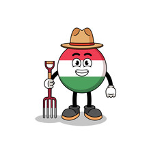 Cartoon mascot of hungary flag farmer