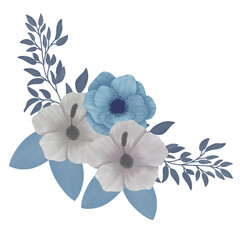 Png illustration of flower and leaves. Suitable for invitation, wedding, party, celebration, stiker, etc