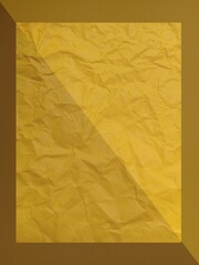 Abstract crumpled yellow texture paper background