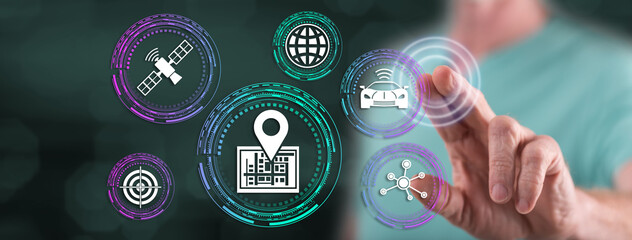 Man touching a gps concept
