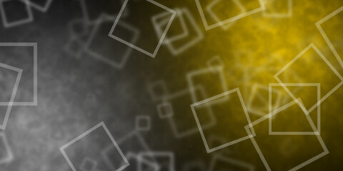 Abstract silver and yellow background with flying square shapes