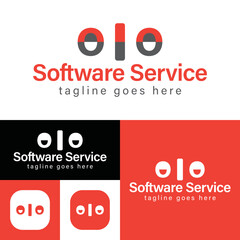 Simple software service logo. Creative concept, 010 that represents binary number. Minimalistic Vector Illustration. Modern logotype.