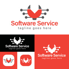 Simple software service logo. Creative concept,software related. Minimalistic Vector Illustration. Modern logotype.