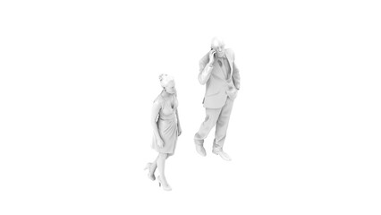3D High Poly Humans - SET3 Monochromatic - Isometric View 4