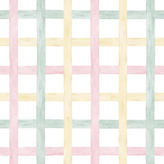 Watercolor seamless сheckered multicolor pattern. Isolated on white background. Hand drawn clipart. Perfect for card, fabric, tags, invitation, printing, wrapping.