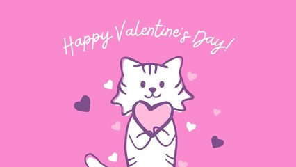 Fototapeta premium Cute cat wishing you happy valentine's day