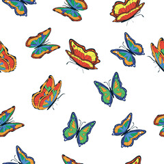 Bright multicolored butterflies seamless pattern. Wallpaper, background, children party, craft paper