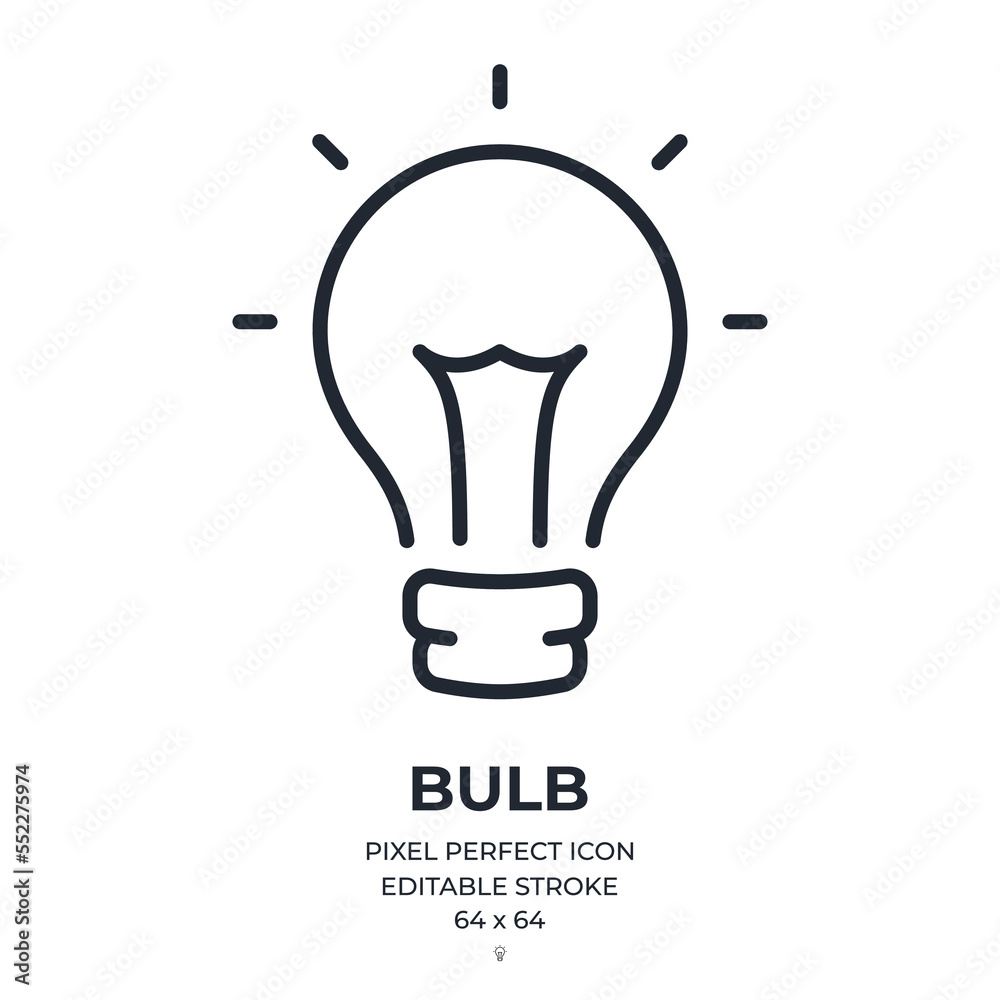 Wall mural bulb editable stroke outline icon isolated on white background flat vector illustration. pixel perfe