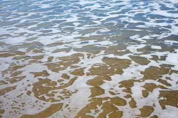 Sea water with blue gradients and sea foam creating an abstract texture
