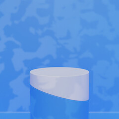 Socle Bleu 3D. Socle pour produit, bleu et blanc, effet abstrait. 