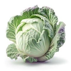 Juicy cabbage isolated on white background. Photorealistic Ai generated illustration - obrazy, fototapety, plakaty