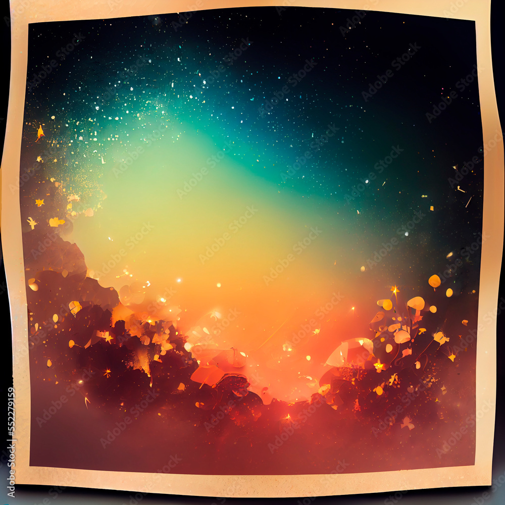 Poster abstract background with stars beautiful abstract, with orange light symbol on a blue background ..