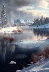 Fototapeta na wymiar Perfect winter landscape. Ai generated illustration