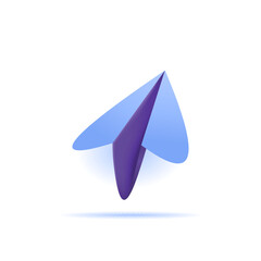 paper airplane symbol. icon about the sender of the message, sharing, media information, messenger messages. 3d and realistic design. graphic elements