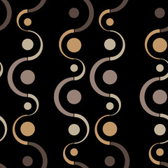 Seamless pattern decorated with precious stones, gold chains and pearls.	