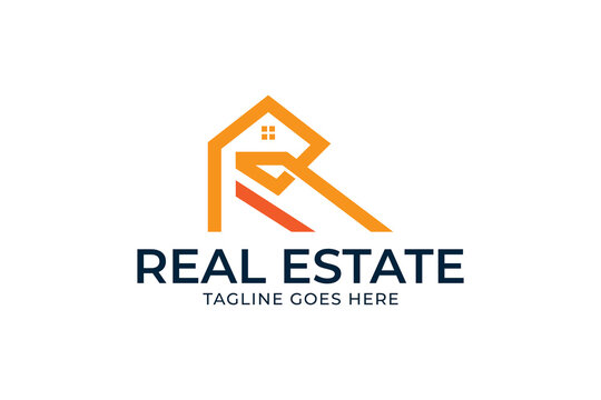 Letter R logo, minimalist letter r real estate logo, mortgagae logo design