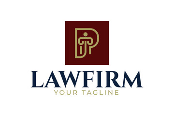 Fototapeta na wymiar lawyer logo, law firm logo design, letter p law logo