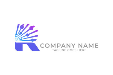 letter r technology logo design, internet logo design, unique connect logo design