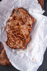Fototapeta premium fried meat beef steak grilled barbecue grill meal food snack on the table copy space food background top view