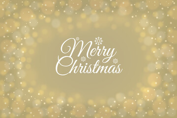 Merry Christmas Holiday Banner on Golden Yellow Blurred Background