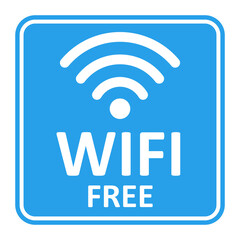 wifi free zone blue color wireless stickers design icon connection hotspot area