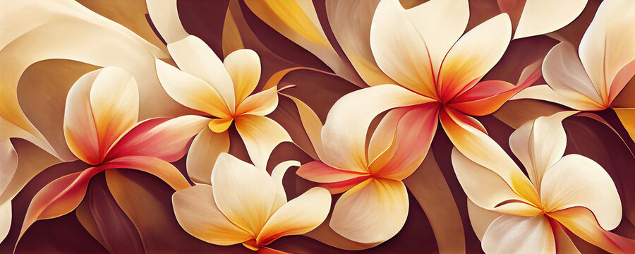 Beautiful frangipani flower pattern (Generative AI)