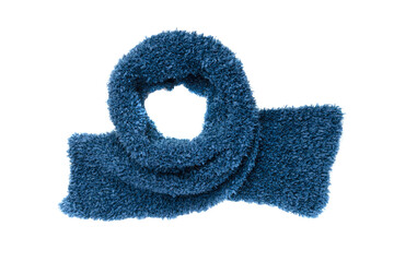 Fluffy cozy scarf on a white background.