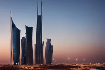 Fotobehang skyscrapers in Doha  Qatar  3 d illustration © Melinda Nagy