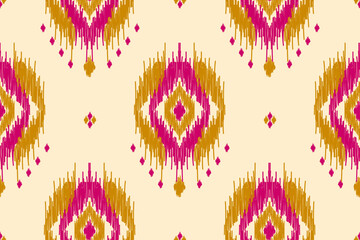 Ethnic ikat seamless pattern in tribal. Aztec geometric ethnic ornament print. Ikat pattern style. Design for background, wallpaper, illustration, fabric, clothing, carpet, textile, batik, embroidery.