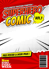 Naklejka premium cartoon comic magazine book cover design template