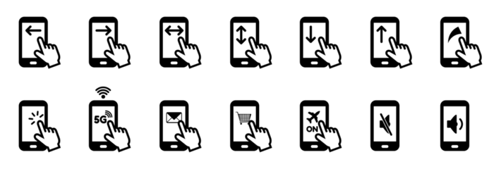 Different Flat Gestures On Mobile Device Illustrations