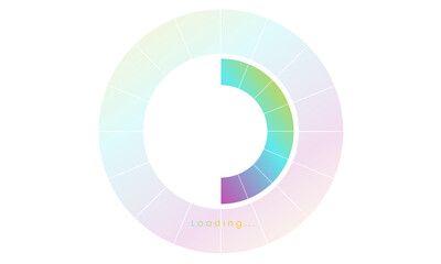 50 percent loading user interface, A Futuristic loading icon, colorful loading tap menu UI, use for Download progress, web design template, interface uploading design.