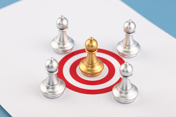 Chess pieces besiege target position