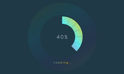 40 percent loading user interface, A Futuristic loading icon, colorful loading tap menu UI, use for Download progress, web design template, interface uploading design.