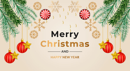 Merry Christmas & Happy New Year Editable Illustration Design Template Vector Background. Christmas & New Year Social Media Post/Banner Design For Sale Concept.