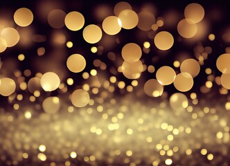 Fototapeta na wymiar Abstract background of festive celebration glitter lights. Defocused grunge template of twinkly lights. Gold abstract bokeh Christmas Background. AI generated art.